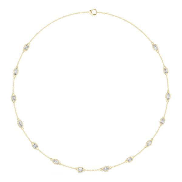 Sparkling Luxe 0.2ct 18KT Yellow Gold Marquees Princess & Oval Diamond Chain Necklace