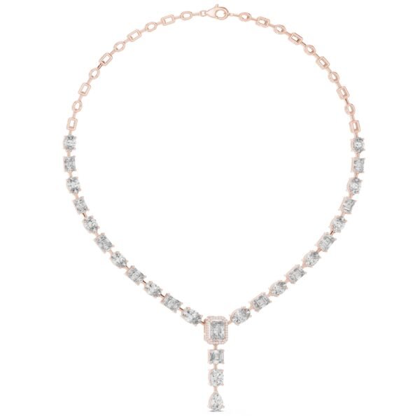 Sparkling Luxe 1ct Rose Gold 18KT Necklace with Mixed Brilliant Lab Grown Diamonds – Bridal Edition