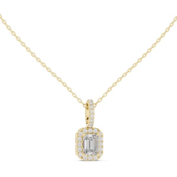 Sparkling Luxe 1.5ct Emerald Halo Diamond Pendant in 18KT