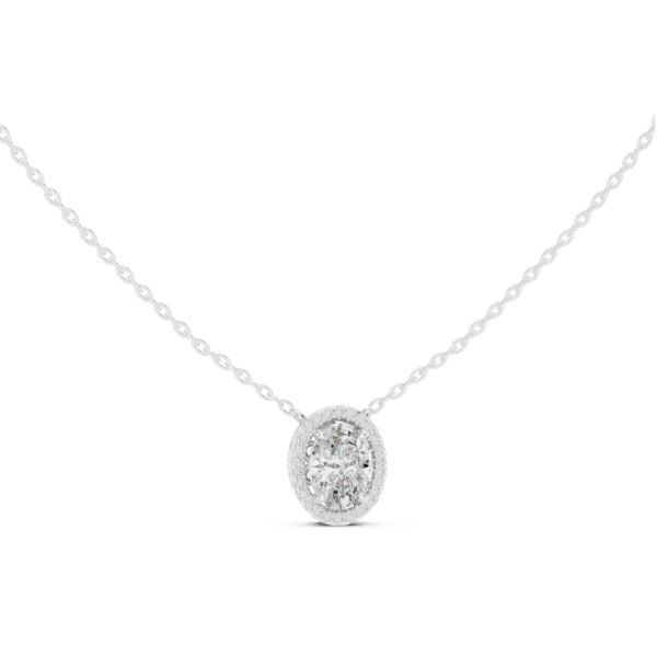 Sparkling Luxe 1ct Oval Cut Diamond Halo Pendant in 18KT