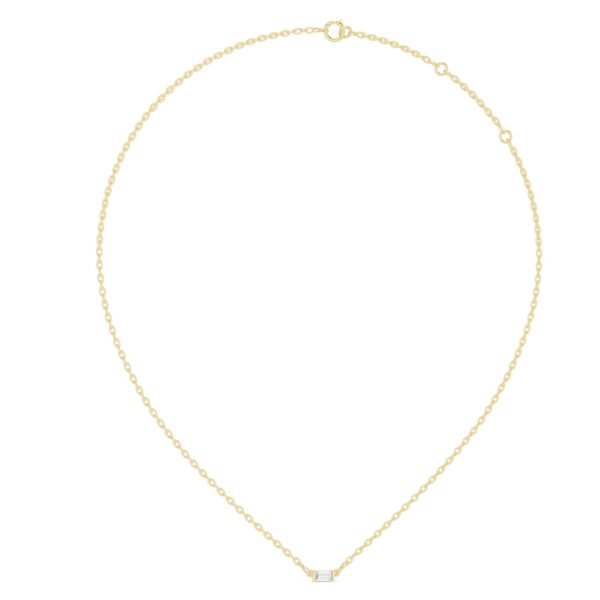 Sparkling Luxe 0.31CT Emerald Cut Diamond Solitare Pendant Necklace in 18KT