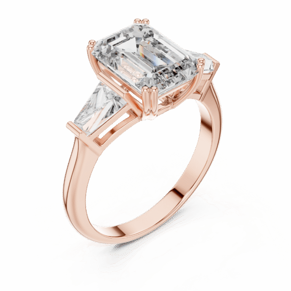 Sparkling Luxe 3.01CT Emerald Lab Diamond Three Stone Engagement Round Ring in 18KT