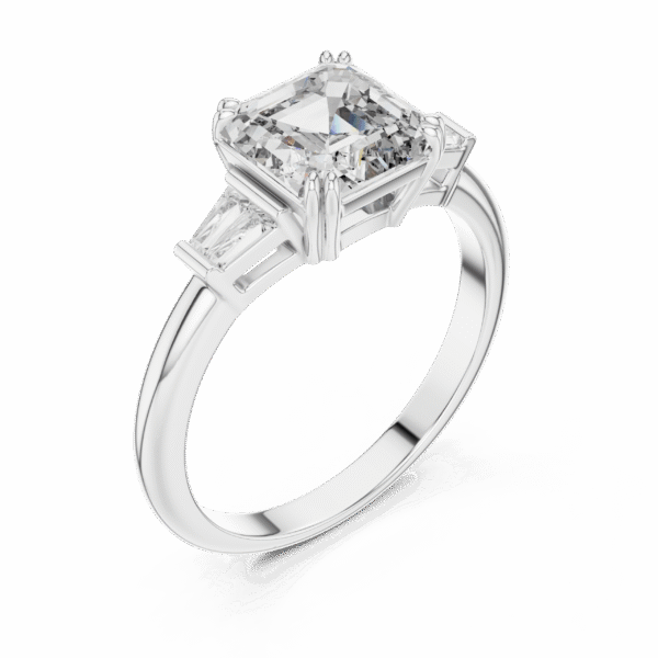 Sparkling Luxe 2.5CT Lab Diamond Ascher with Side Stones Engagement Round Ring in 18KT