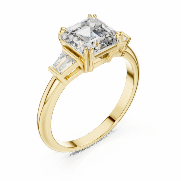 Sparkling Luxe 2.5CT Lab Diamond Ascher with Side Stones Engagement Round Ring in 18KT