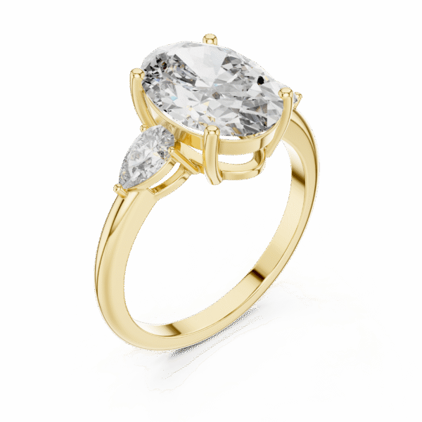 Sparkling Luxe 2.8CT Oval with Side Pears Diamond Engagement Ring in 18KT
