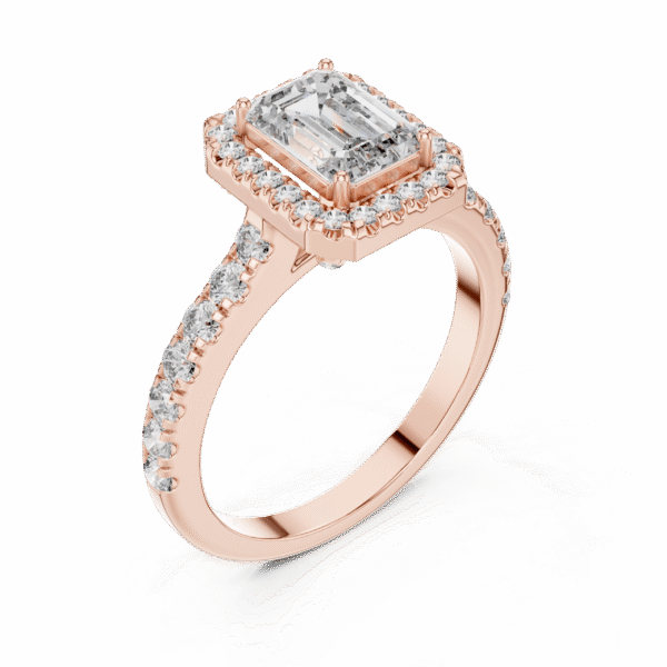 Sparkling Luxe 1.043CT Emerald Cut Diamond Halo Engagement Ring in 18KT