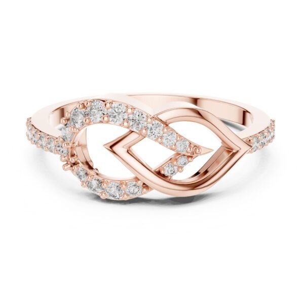 Sparkling Luxe 0.004ct 18KT Leaf Round Diamond Ring