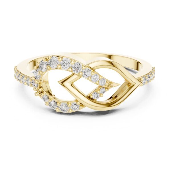 Sparkling Luxe 0.004ct 18KT Leaf Round Diamond Ring